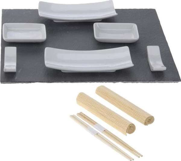 Excellent Houseware Sushi rinkinys 13 vnt. porceliano, bambuko ir akmens