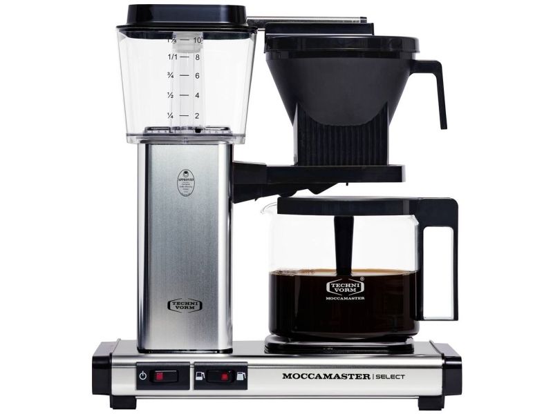 Moccamaster KBG Select Polished Silver, Dråbe kaffemaskine, 1,25 L, Malet kaffe, 1520 W, Sort, Sølv