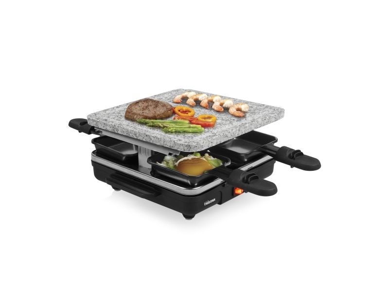 Tristar RA-2745 Raclette non-stick belægning, pilotlys, 4 pander, med grillsten Sort, Grå (RA-2745) billede 4