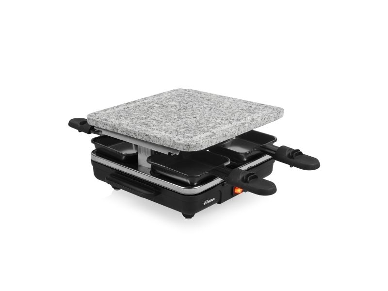 Tristar RA-2745 Raclette non-stick belægning, pilotlys, 4 pander, med grillsten Sort, Grå (RA-2745)