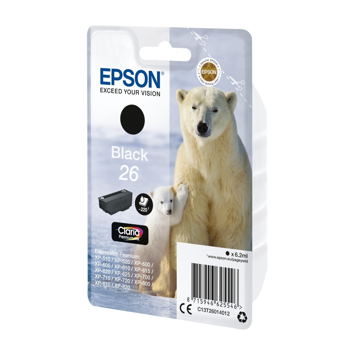 Epson Polar Bear C13T26014022 blækpatron 1 stk Original, sort billede 2