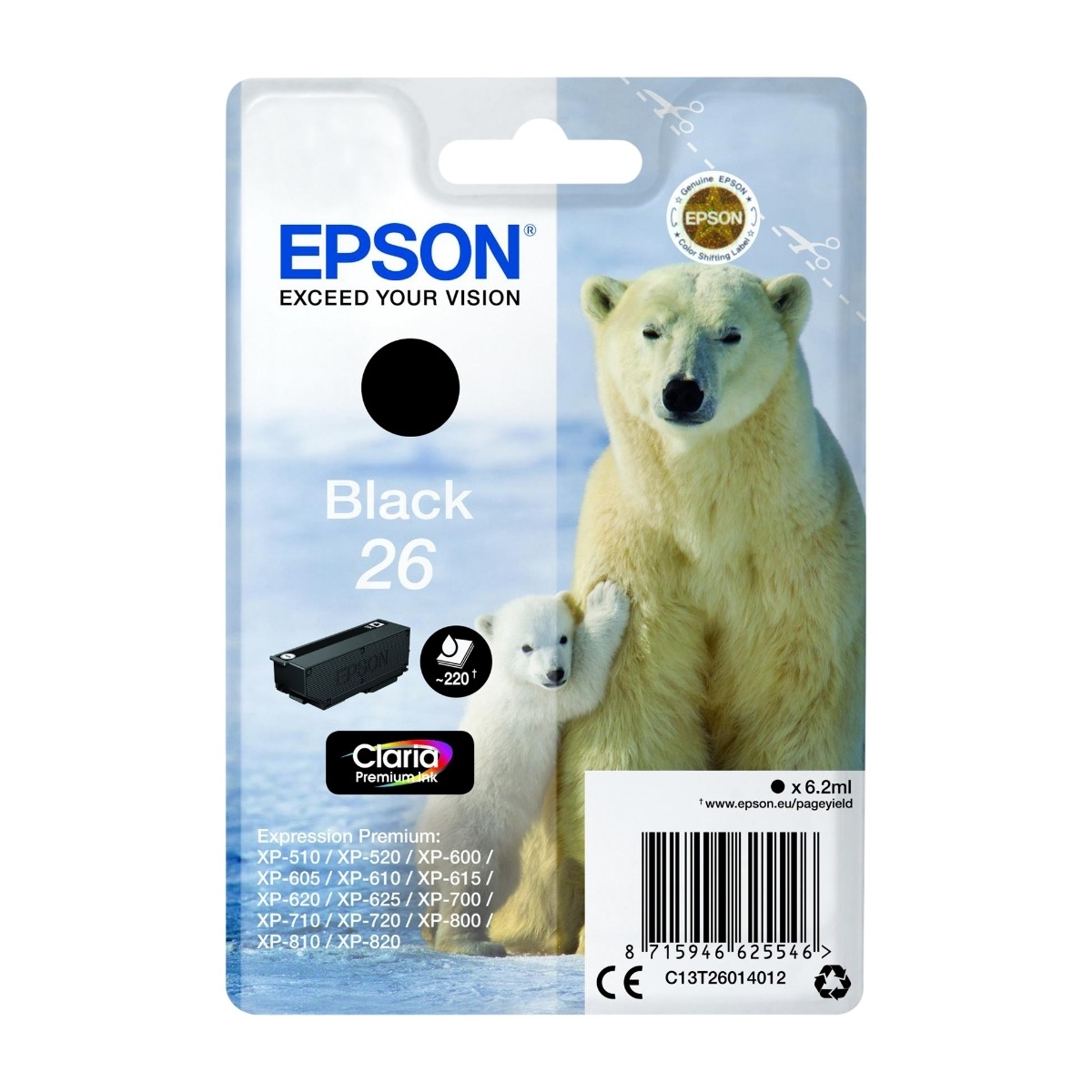 Epson Polar Bear C13T26014022 blækpatron 1 stk Original, sort billede 3