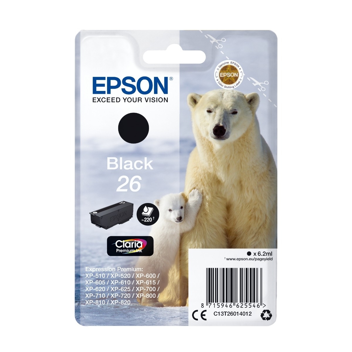 Epson Polar Bear C13T26014022 blækpatron 1 stk Original, sort billede 4