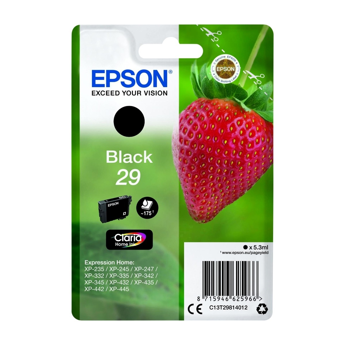 Epson Strawberry C13T29814012 blækpatron 1 stk Original, sort billede 3