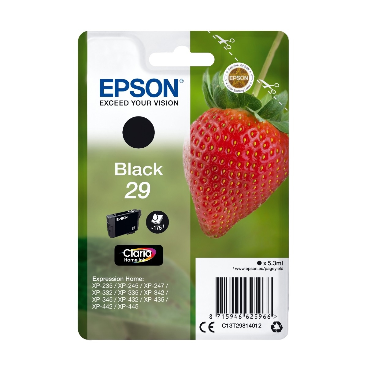 Epson Strawberry C13T29814012 blækpatron 1 stk Original, sort billede 4