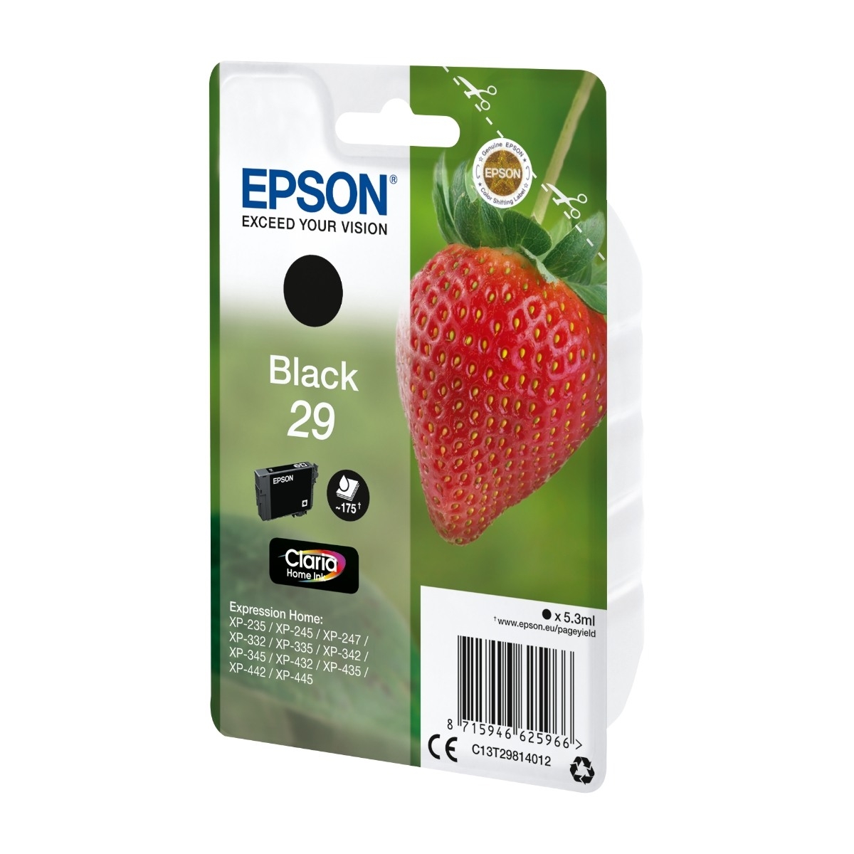 Epson Strawberry C13T29814012 blækpatron 1 stk Original, sort billede 2