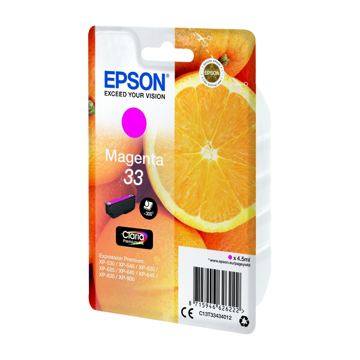 Epson oranges C13T33434022 blækpatron 1 stk Original, magenta billede 4