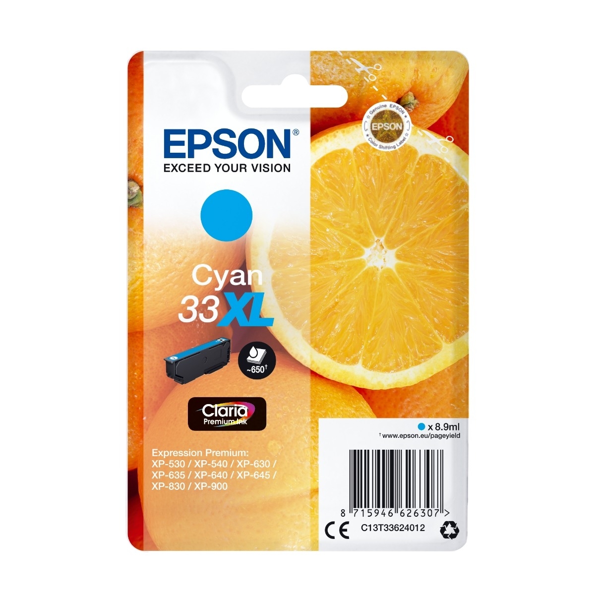 Epson oranges C13T33624012 blækpatron 1 stk Original, blå billede 1