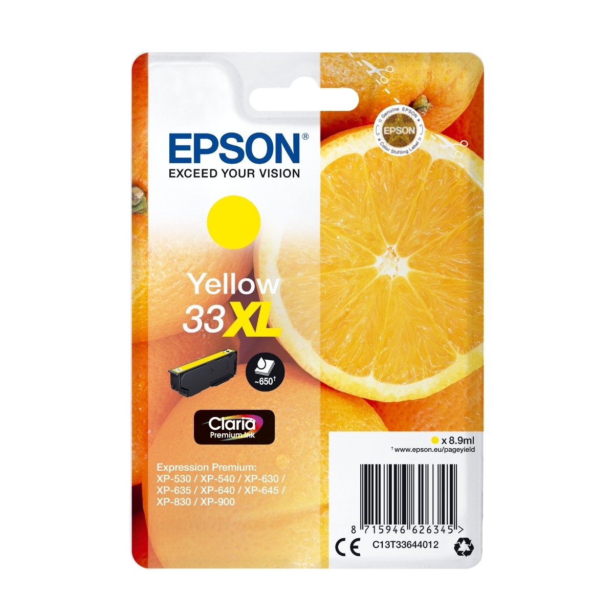 Epson oranges C13T33644012 blækpatron 1 stk Original Højt (Xl) Udbytte, gul billede 1