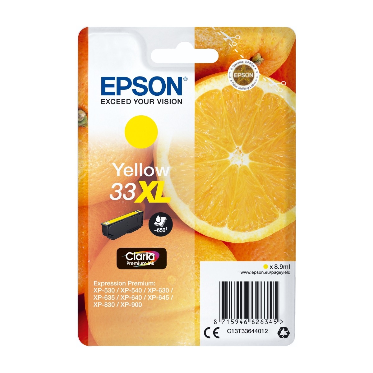 Epson oranges C13T33644012 blækpatron 1 stk Original Højt (Xl) Udbytte, gul billede 3