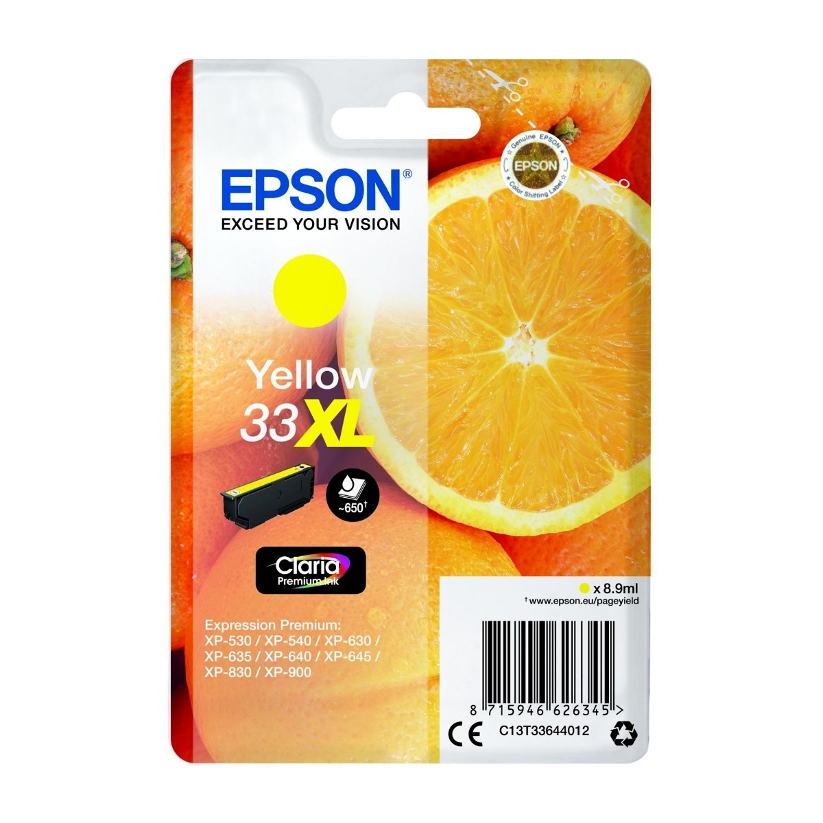 Epson oranges C13T33644022 blækpatron 1 stk Original Højt (Xl) Udbytte, gul billede 1