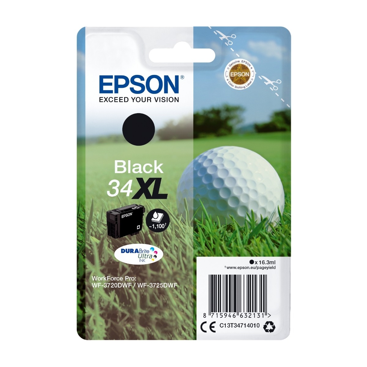 Epson Golf Ball C13T34714010 blækpatron 1 stk Original Højt (Xl) Udbytte, sort billede 1