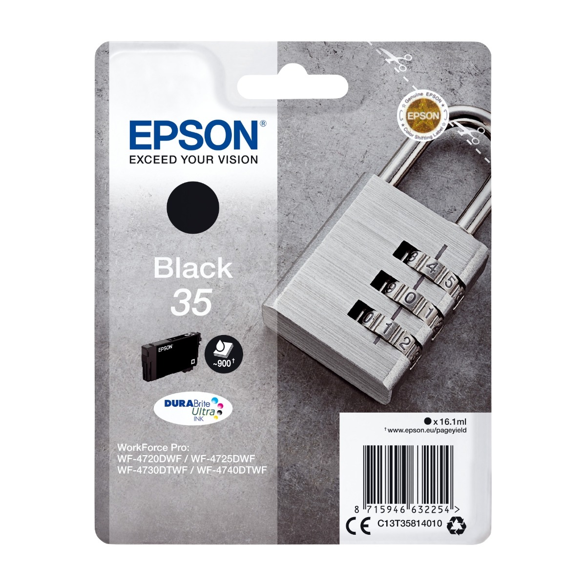 Epson Padlock C13T35814010 blækpatron 1 stk Original, sort billede 1