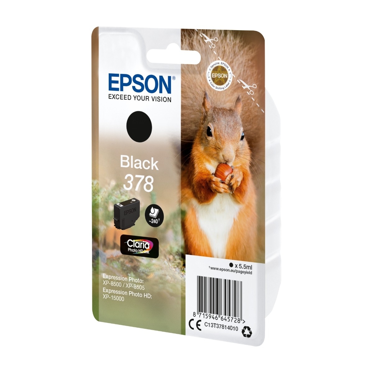 Epson Squirrel C13T37814010 blækpatron 1 stk Original, sort billede 3