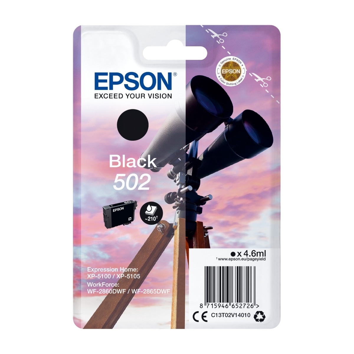 Epson 502 1 stk Original blækpatron, sort billede 2