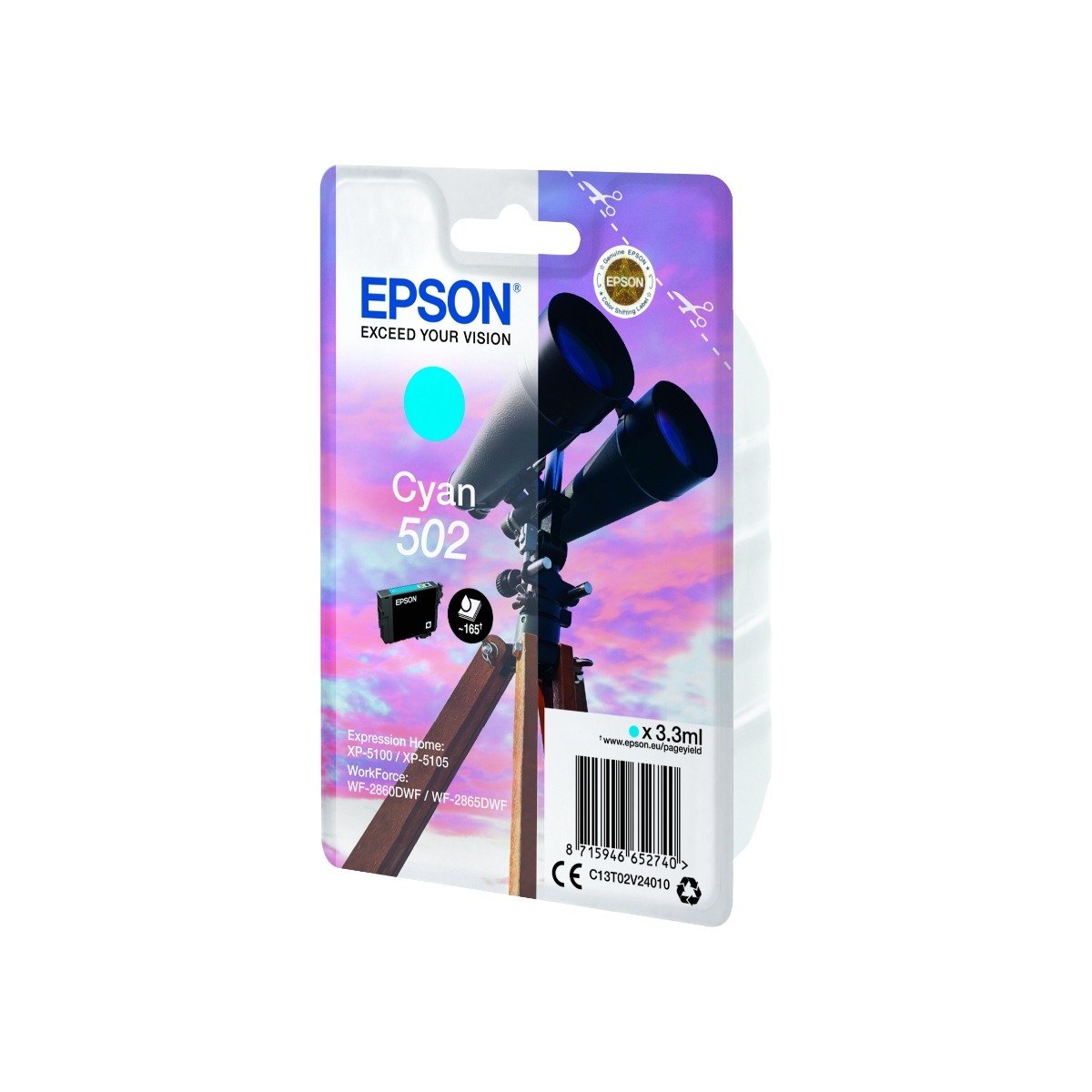 Epson 502 1 stk Original blækpatron, blå billede 2