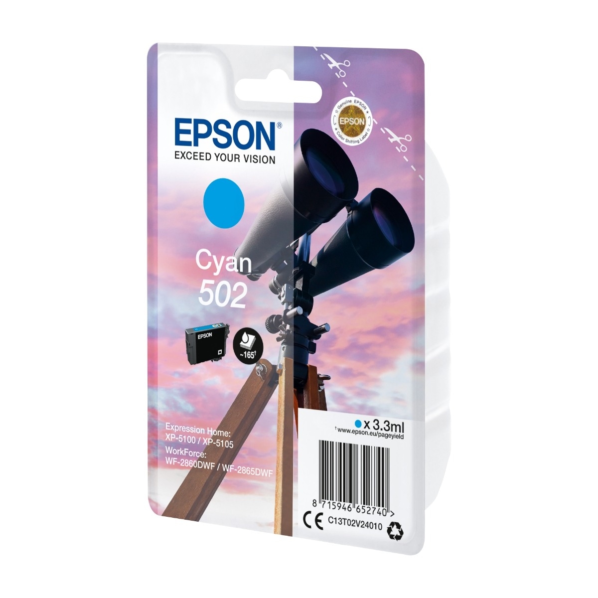 Epson 502 1 stk Original blækpatron, blå billede 1