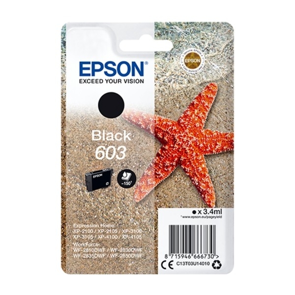 Epson C13T03U14010 blækpatron 1 stk Original, sort billede 1
