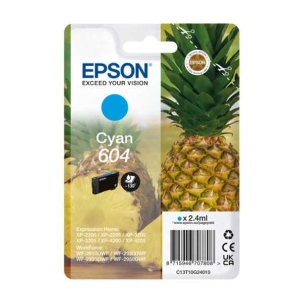 Epson T604, cyan blækpatron billede 1