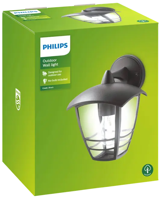 PHILIPS Væglampe Creek down E27 - sort billede 4