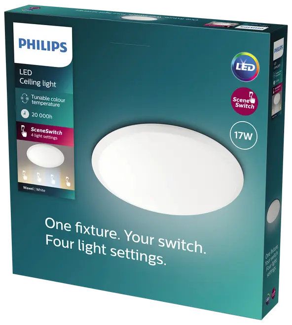 PHILIPS Plafond SceneSwitch 3-trin Ø35cm 17W - hvid billede 4