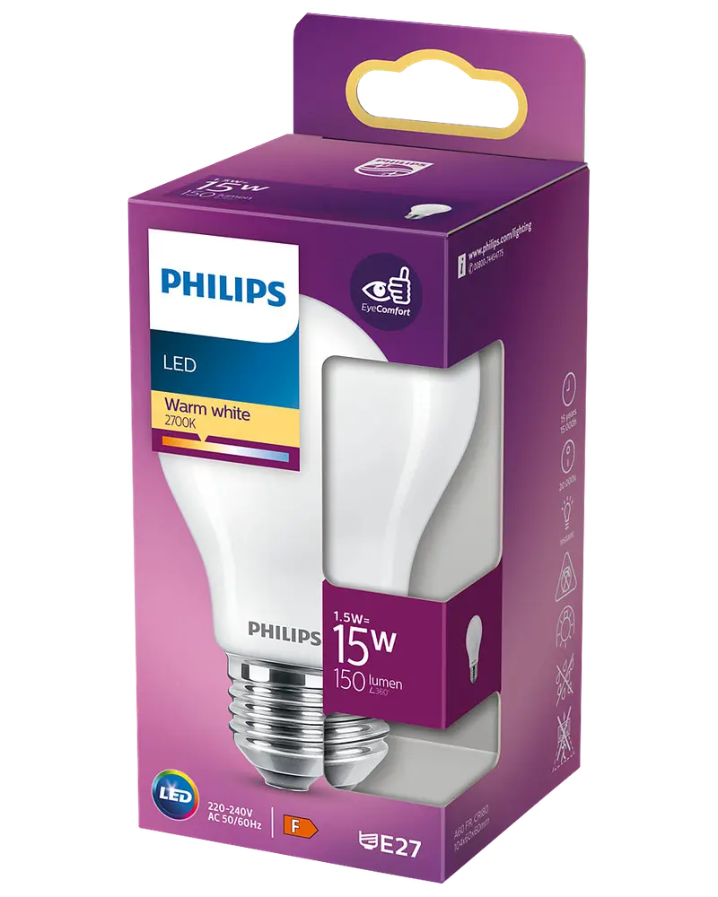 PHILIPS LED-pære 1,5W E27 A60 billede 3