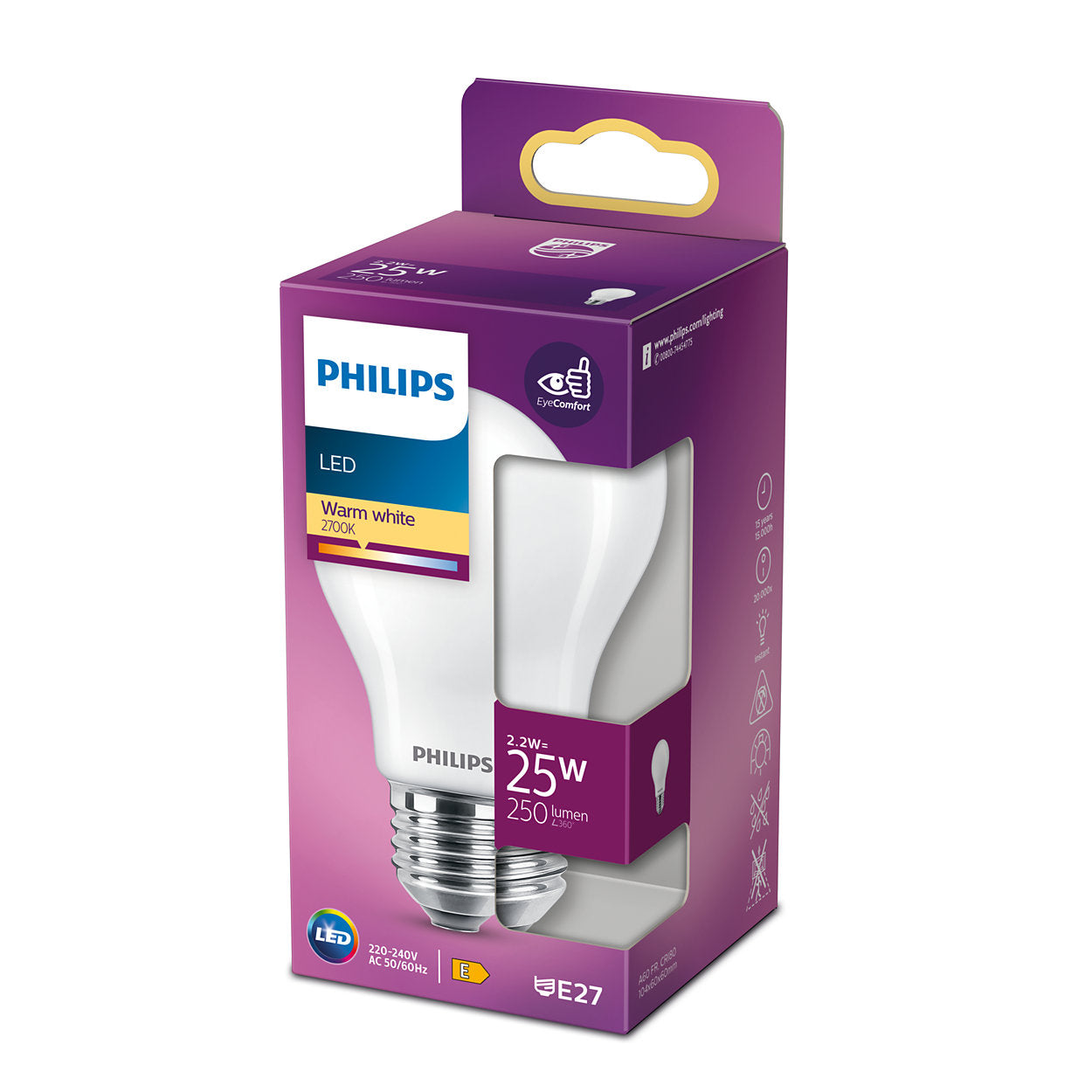 PHILIPS LED-pære 2,2W E27 A60 billede 1