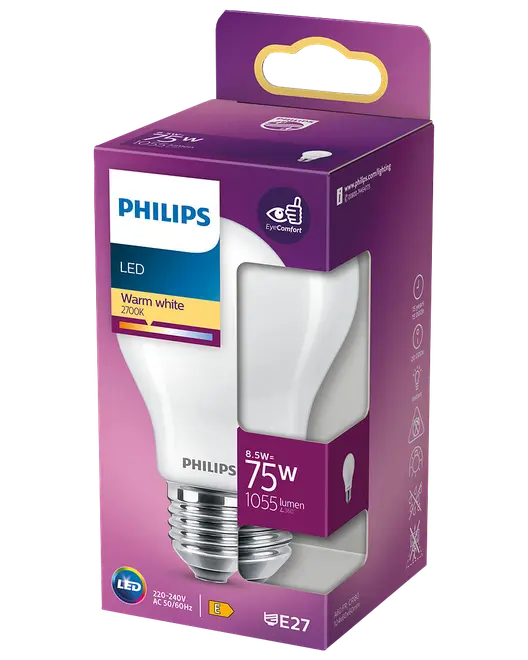 Philips Classic A60 LED-pære 9W E27 (varm hvid) billede 2