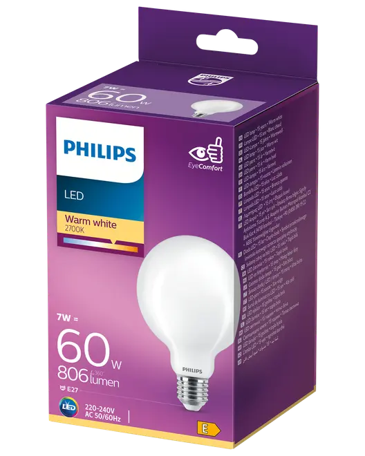 PHILIPS LED-pære 7W E27 G93 billede 1