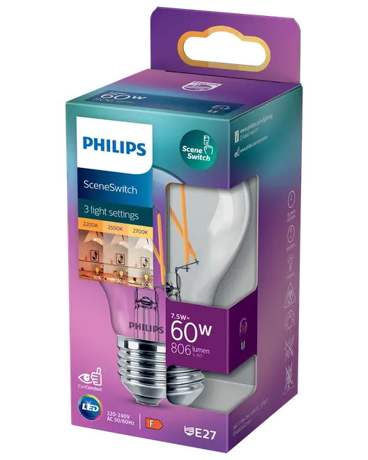 Philips Classic Scene Switch A60 LED-pære 8W E27 billede 2