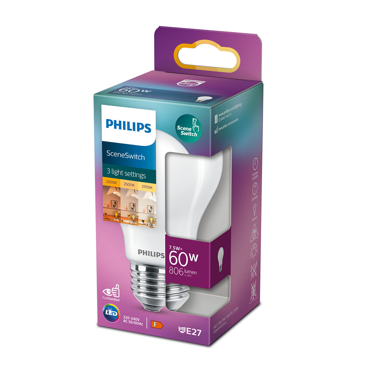 Philips LED-pære 7.5W E27 billede 2