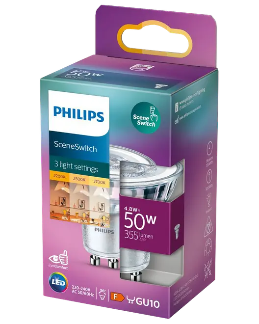 PHILIPS LED-pære SceneSwitch GU10 - 3 step billede 1