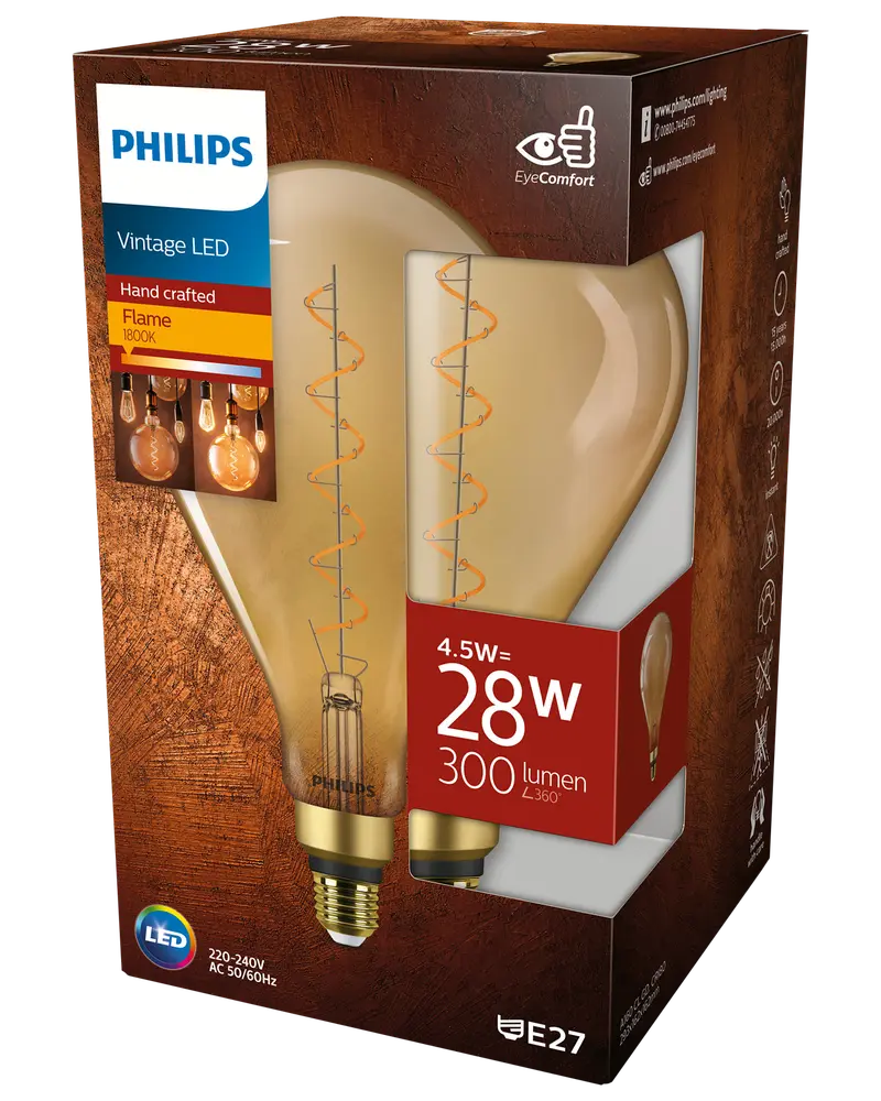 PHILIPS LED-pære filament 4,5W E27 A160 gold billede 2