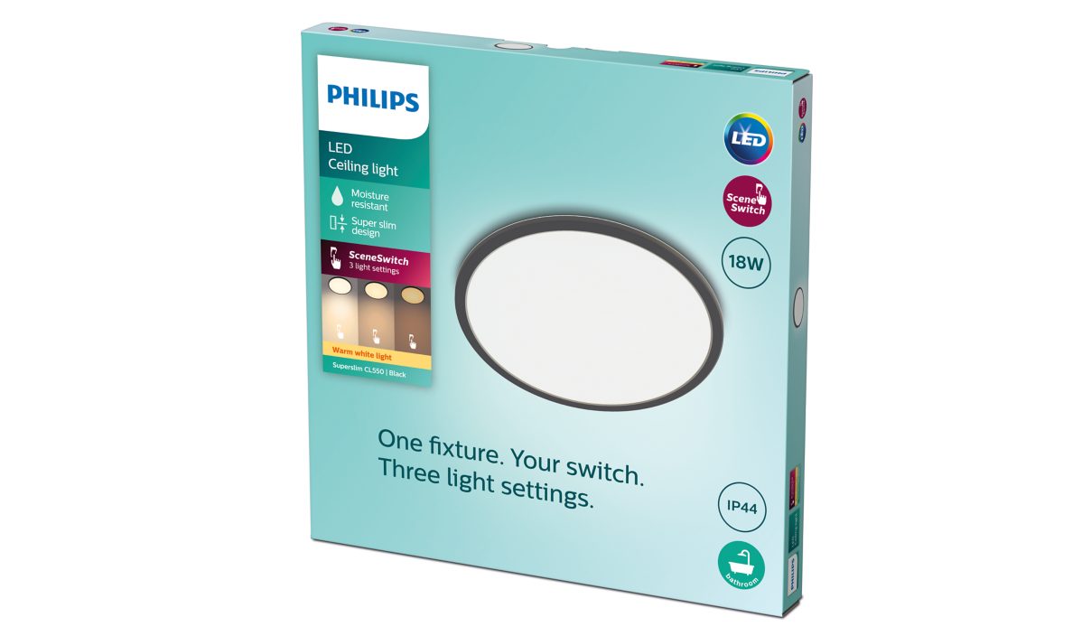 Philips Super Slim Loftslampe 18W Ø30 Sort billede 2