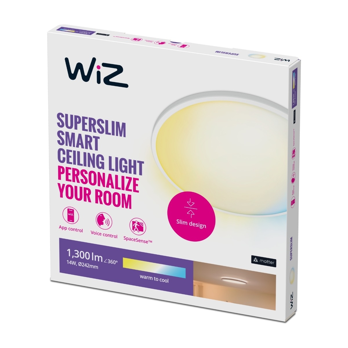 WiZ Plafond superslim Ø25cm 14W - hvid billede 4