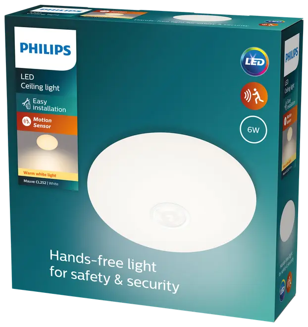 PHILIPS Loftlampe med sensor Mauve Ø25cm 6W - hvid billede 4