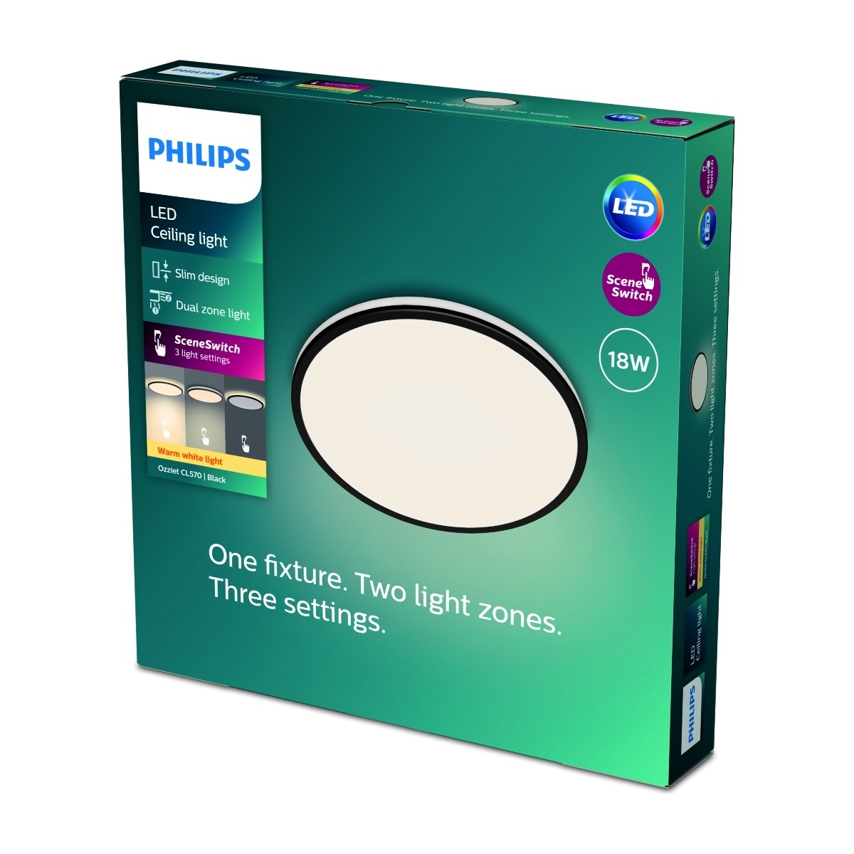 Philips Ozziet CL570 LED Loftslampe 30CM 2700K, sort billede 3