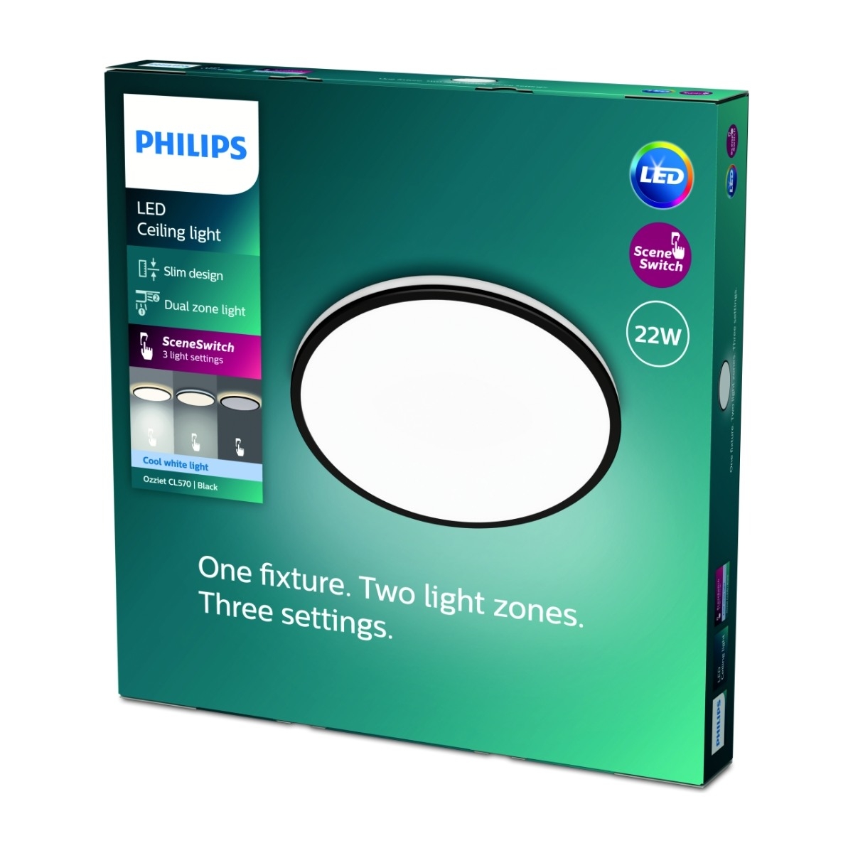 Philips Ozziet CL570 LED Loftslampe 40CM 4000K, sort billede 3