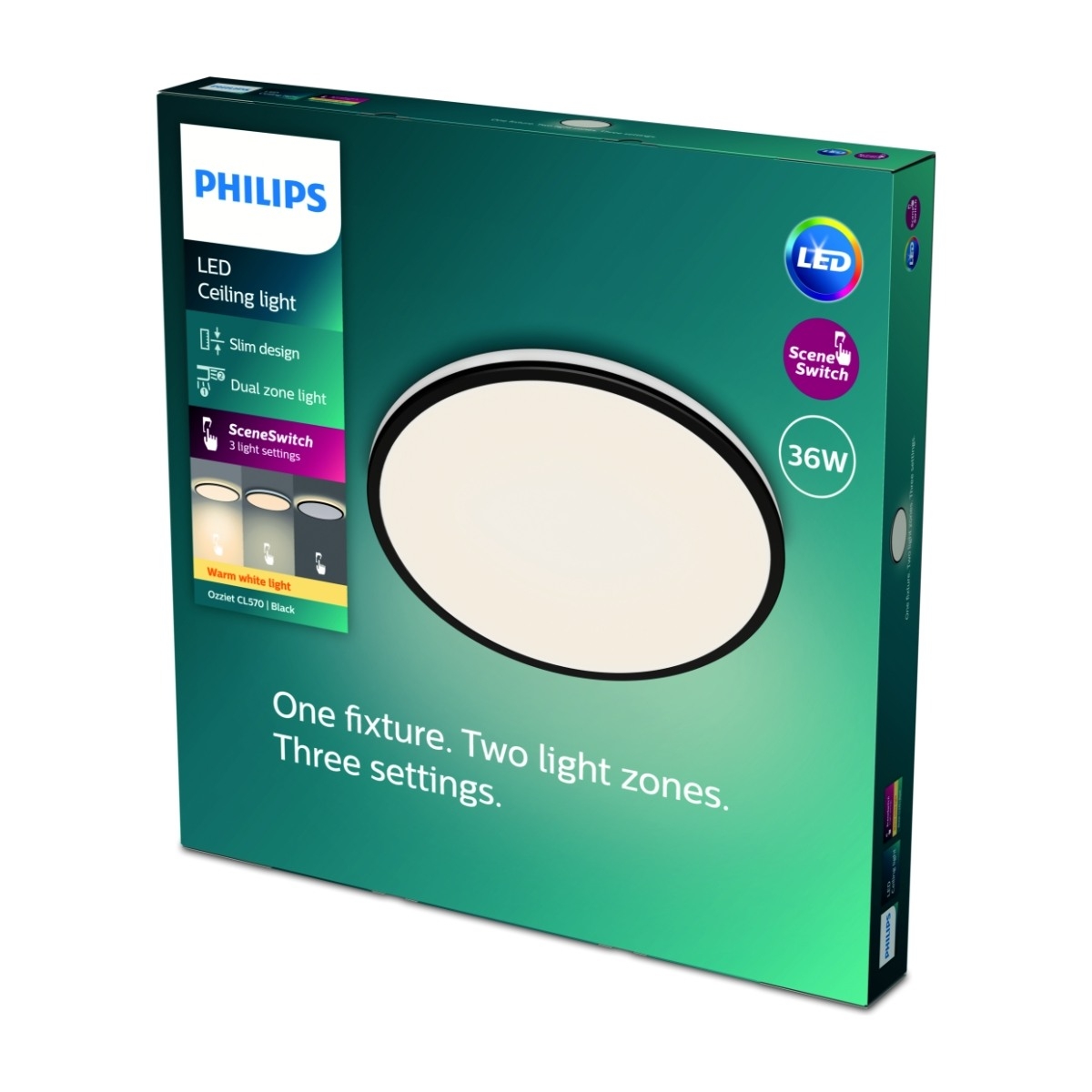 Philips Ozziet CL570 LED Loftslampe 50CM 2700K, sort billede 3