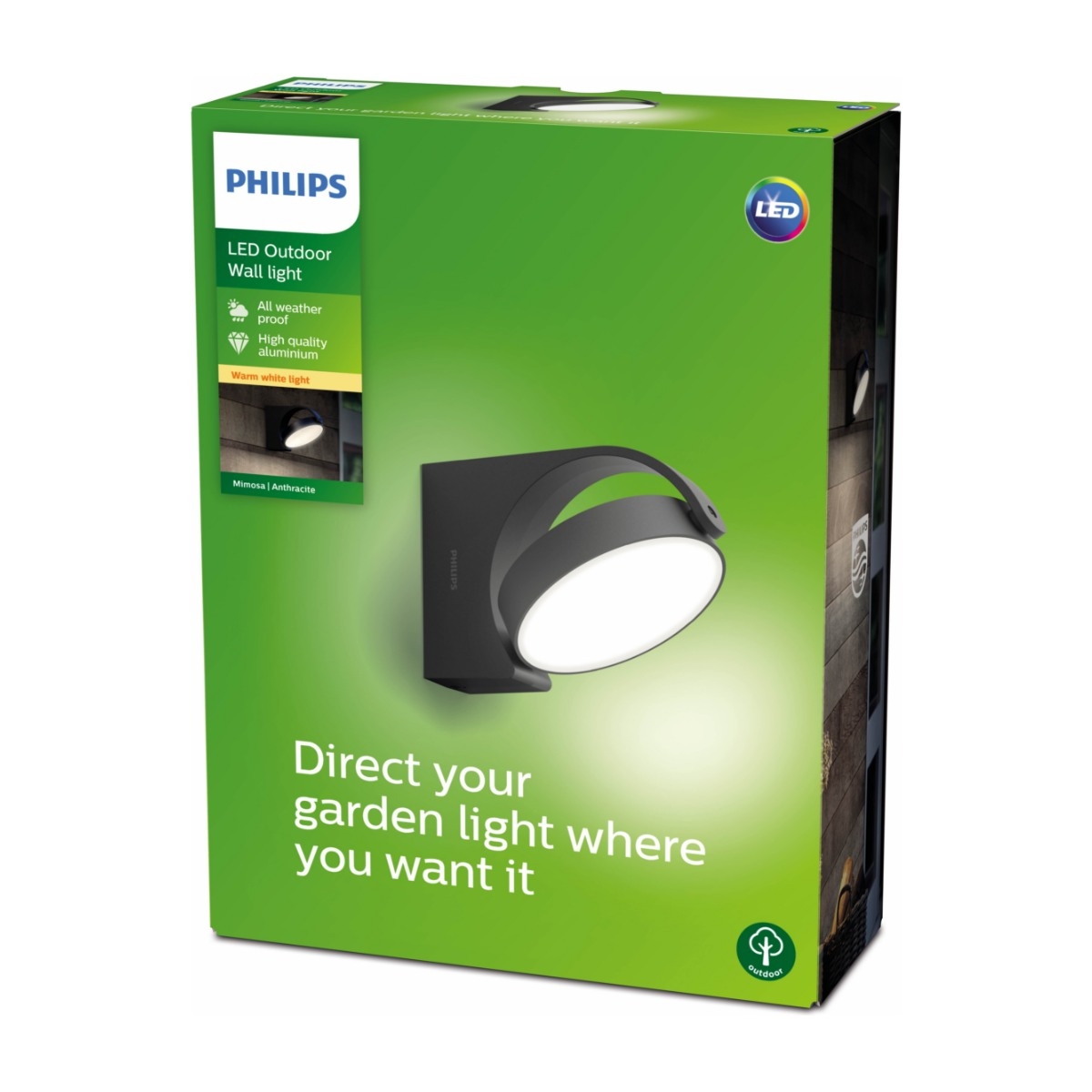 Philips Mimosa LED væglampe 7W 2700K, antracit billede 4