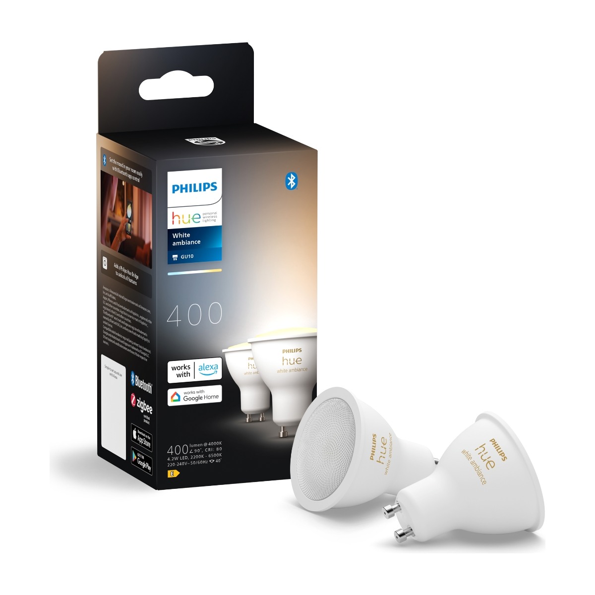Philips Hue LED-pære GU10 4,2W (2-pak) billede 1