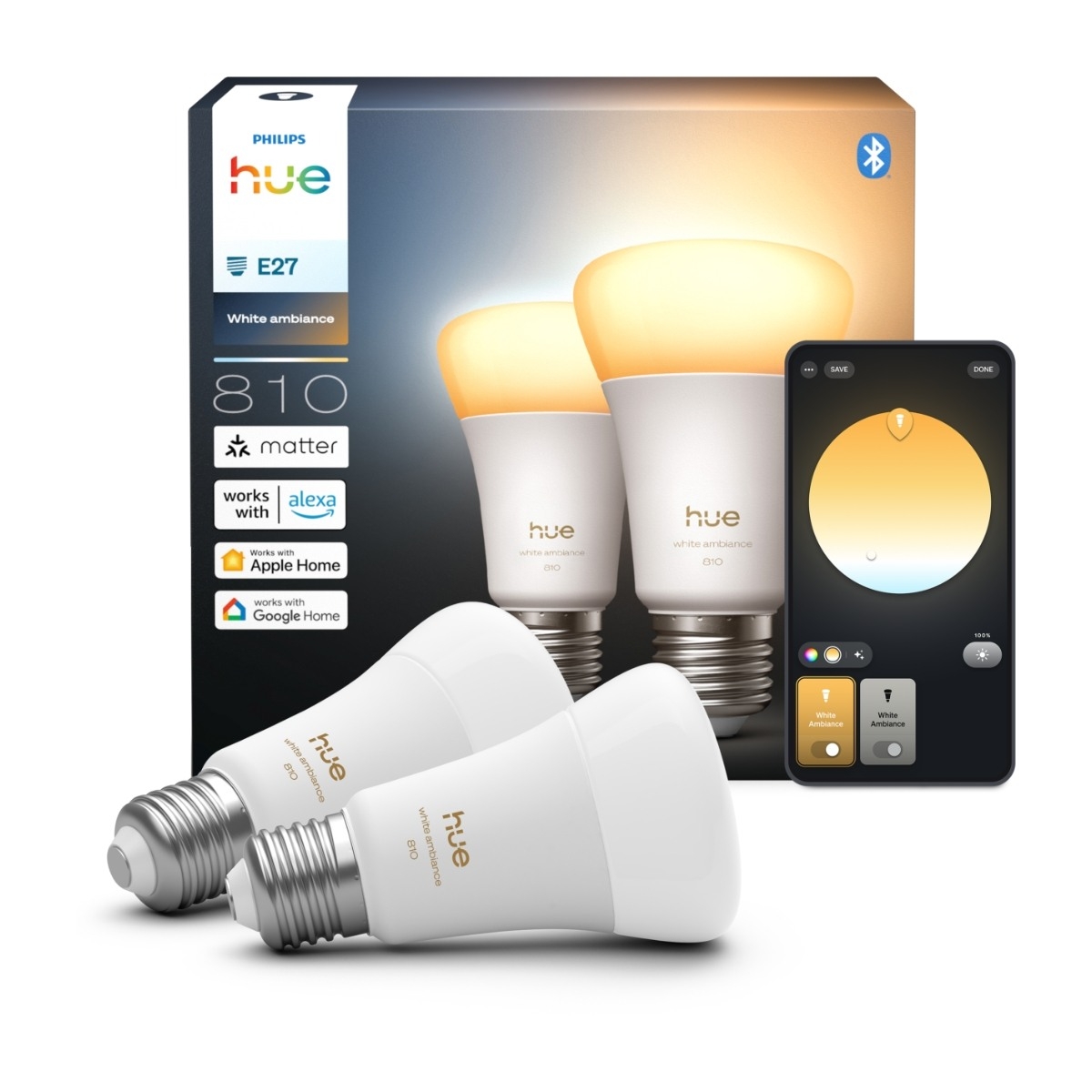 Philips Hue WA A60 LED pære 6W E27 (2 stk) billede 2