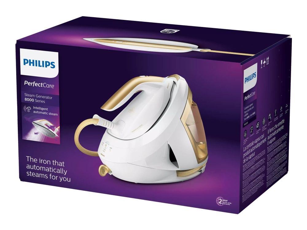 Philips Dampstrygejern PerfectCare 8000 Series PSG8040 - steam generator iron - sole plate: SteamGlide Elite billede 1