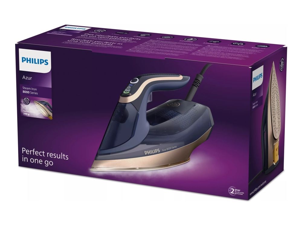 Philips Azur 8000 Series DST8050 - Dampstrygejern med automatisk afbrydelse - såleplade: SteamGlide Elite - 3000 W - mørkeblå billede 3