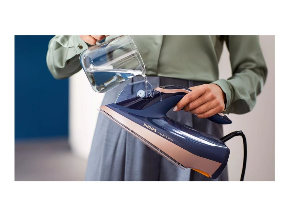 Philips Azur 8000 Series DST8050 - Dampstrygejern med automatisk afbrydelse - såleplade: SteamGlide Elite - 3000 W - mørkeblå billede 2