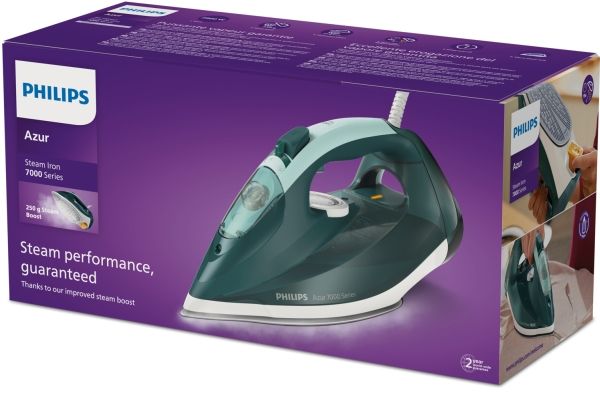 Philips Azur 7000 Series DST7031 - Dampstrygejern med automatisk afbrydelse - såleplade: SteamGlide Plus - 2800 W - opal green/mint billede 4