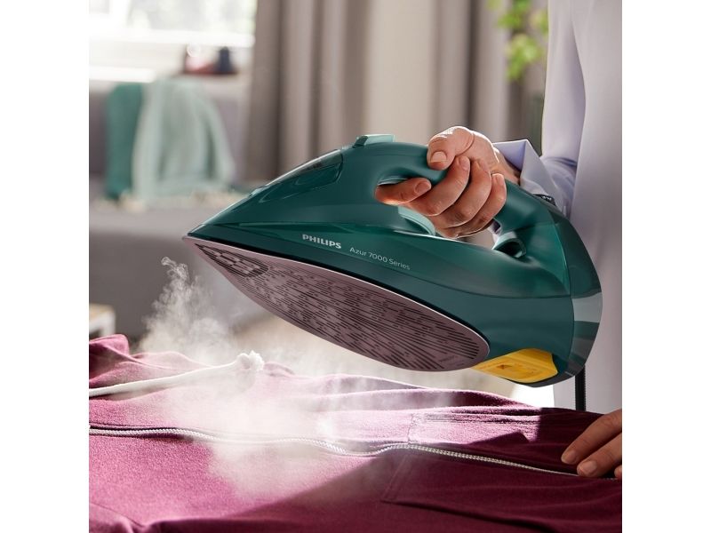 Philips Azur 7000 Series DST7050 - Dampstrygejern med automatisk afbrydelse - såleplade: SteamGlide Elite - 2800 W - grøn billede 3