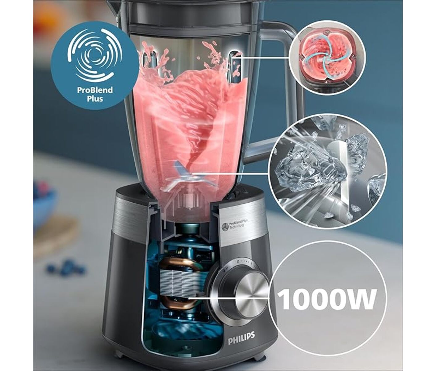 Philips HR3020/20 Blender Plas Tic Jar, Grey Blender billede 2