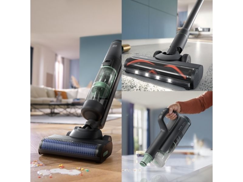 Philips 7000 series Støvsugning og vask, 2-i-1 stangstøvsuger, Poseløs, Sort, 0,45 L, Plast, Tør&våd billede 2