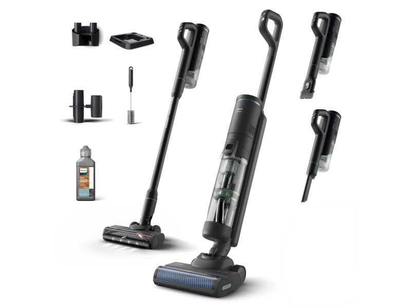 Philips 7000 series Støvsugning og vask, 2-i-1 stangstøvsuger, Poseløs, Sort, 0,45 L, Plast, Tør&våd billede 1